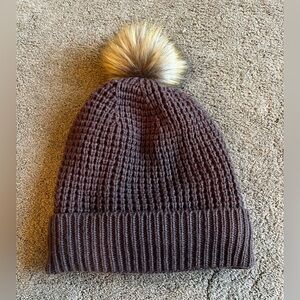 Women’s Pom-Pom Purple Fleece Winter Beanie